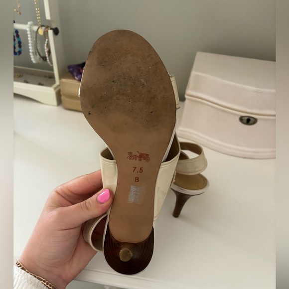 Cream Patent Leather Coach Heels - Picture 3 of 3